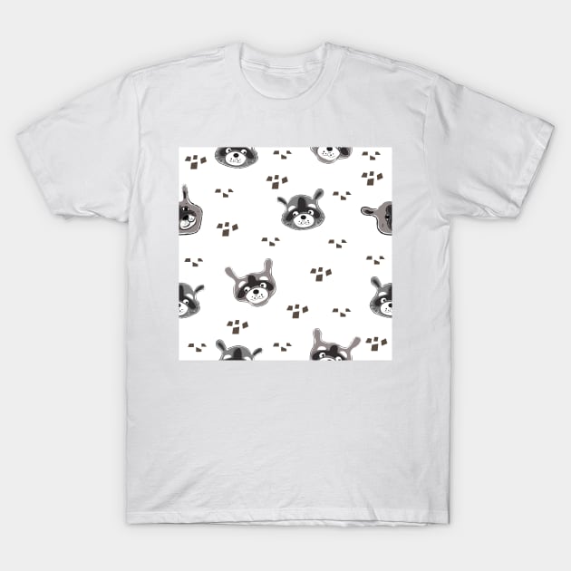 Raccoon Pattern T-Shirt by KristinaStellar 